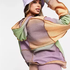 Jaded London oversized patchwork lightweight knitted hoodie wool blend 4 thumbnail 2