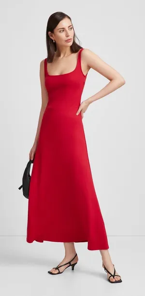 Marcella NYC Marvin European Ponte Tank Maxi Dress Red Size Small Quiet Luxury thumbnail 1