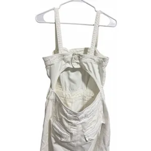 Free People Go West Jean‎ Denim Overall Jumpsuit Zinc White Women's Size Small thumbnail 4