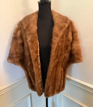 Vintage 50s/60s EMBA Autumn Haze Natural Brown Mutation Mink Fur Stole Capelet thumbnail 1