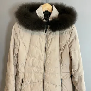Laundry by Shelli Segal Down Puffer‎ Coat Fur Trim Detachable Hood Women Large thumbnail 3