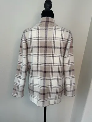 Rachel Zoe Plaid Fuzzy Zip-Up Jacket Size Medium thumbnail 5
