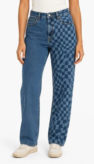 Hollister Ultra High Rise Checkered 90s Straight Jeans 3R thumbnail 1