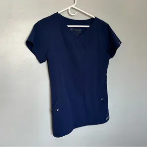 Grey's Anatomy Deep Blue V-Neck Women's Top Small thumbnail 2
