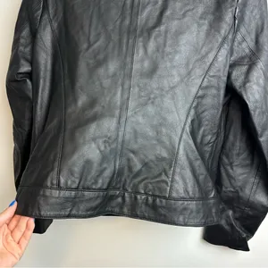 IMAN Genuine Leather Zip Jacket Sz XS Womens Fur Moto thumbnail 12