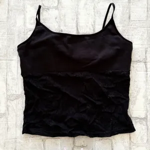 VTG Y2K Derek Heart Black Lace Crop Tank Top Built In Bra Goth Romantic Sz L thumbnail 2