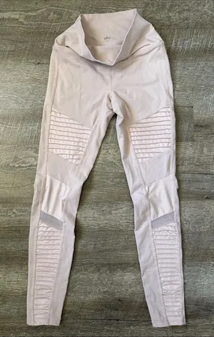 Alo High-Waist Moto Leggings in Pale Pink Size Medium thumbnail 1
