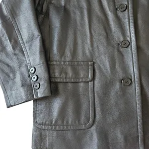 Vintage Bagatelle Leather Jacket Women's Button Front Minimalist 90s Black Sz L‎ thumbnail 9