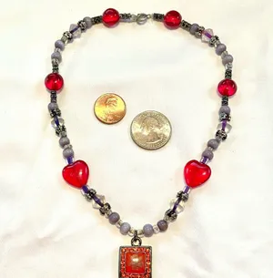 Purple red pressed flower choker thumbnail 3