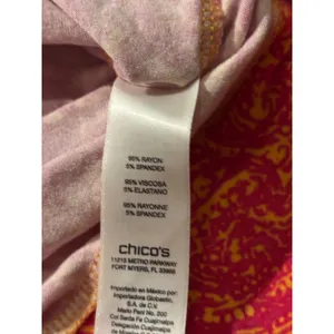 Chicos Pink‎ Orange Paisley Print Boat Neck Side Tie 3/4 Sleeve Top thumbnail 6