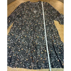 Maeve Anthropologie Amber Tiered Tunic Dress Black Floral Size XL Long Sleeve thumbnail 7