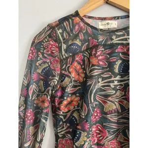 NWT Natural Life Sloane Long Sleeve Painterly Vines Floral Mesh Top Womens Small thumbnail 5