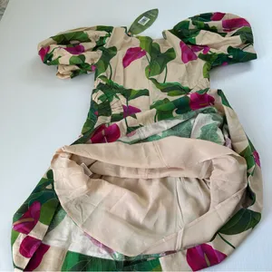 Farm Rio NWT Anthurium Leaves Dress Sand, M thumbnail 16