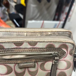 Coach Tan and Pink Signature Wristlet Clutch thumbnail 10