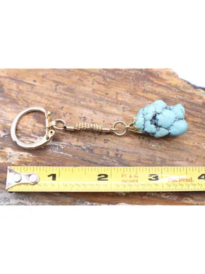 Turquoise Nugget Keychain With Gold-Tone Ring & Mesh Chain Unique Handmade Gift thumbnail 7