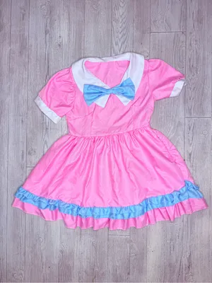 Pink and blue bow Lolita cosplay living doll dress large Halloween costume thumbnail 2