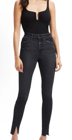 Good American Good Straight Twist Split Jean Womens Size 10 / 30 Black NWOT thumbnail 1
