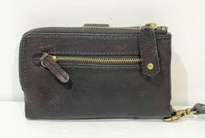 Fossil Vintage Brown Leather Multi Card Slot Change Zipper Wristlet Wallet thumbnail 3