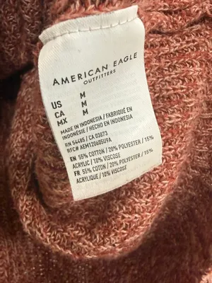 American Eagle Rust Red Marled Open Knit Crewneck Sweater Women’s M thumbnail 5