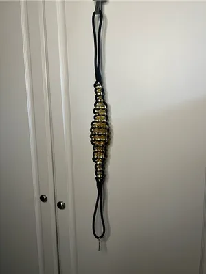 Vintage Ann Taylor 90s Black Braided Rope Gold Bead Belt Medium thumbnail 2