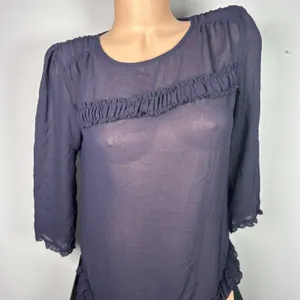 NWT Gap 2009 Top Womens Medium Blue Sheer‎ 3/4 Sleeve Blouse Lightweight thumbnail 9