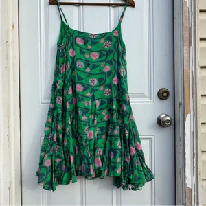 RHODE Casey Green and Pink Floral Dress thumbnail 5