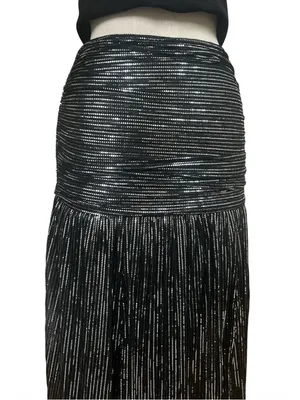 Sabina Musayev Lolite Drop Waist Sparkly Midi Skirt in Black Size X-Small Party thumbnail 4