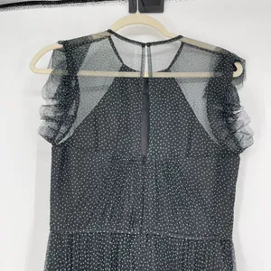 NWT Jill Stuart Black Polka Dot Tulle Maxi Dress Sz‎ 6 Flutter Formal thumbnail 4