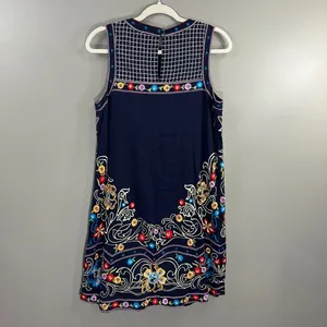 Maeve Anthropologie Sleeveless Embroidered Cotton Blue Sheath Dress Size US 6 thumbnail 10