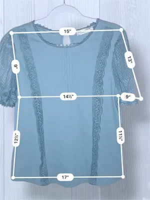 COOKIES CLOTHING Light Blue Lace Trim Swiss Dot Sheer Puff Sleeve Blouse thumbnail 6
