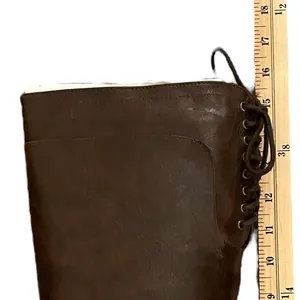 SODA Brown Knee High Faux Leather Rear Lacing Boots NIB - Size 6 thumbnail 16