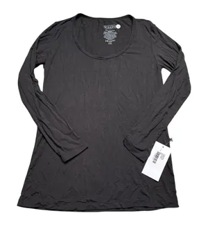 👕‎ Kickee Pants Scoop Neck Long Sleeve Shirt Black Bamboo Stretch Top L NWT ✨ thumbnail 1