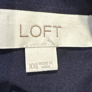 LOFT‎ Button Down Blouse Navy Blue Boho Ruffle Trim Lyocell Denim Womens XXL thumbnail 7