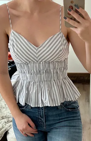 Express Peplum Striped Tank thumbnail 1