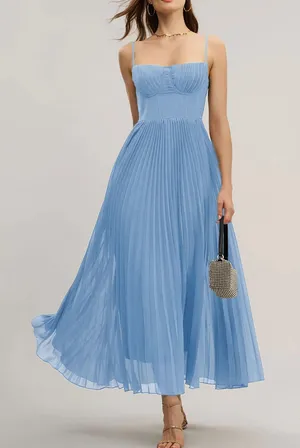Rihoas Blue Sweetheart Neck Flowy Slip Maxi Dress thumbnail 1