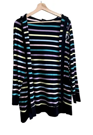 Disney‎ colorful striped cardigan hooded women's size 1X rayon blend sweater thumbnail 1