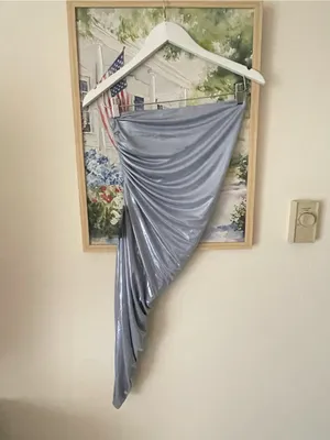 Norma Kamali Strapless Diana Pickleball Dress in Misty Blue Metallic XS New thumbnail 7