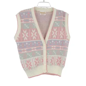 Vtg Jantzen 80s Sweater Womens Vest Sz L Fair Isle Pastel Cottagecore Grandma thumbnail 2