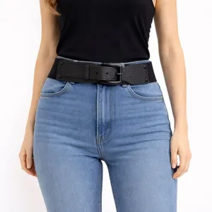 Express Black Faux Leather Wide Belt S/M Adjustable thumbnail 1