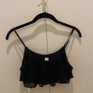 Bozzolo black lace crop top small #70 thumbnail 4