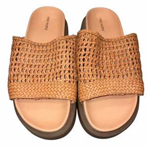Free People Tan Woven Leather Chunky Platform Bondi Sandals Slides Shoes 10 thumbnail 1