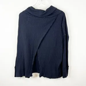 NWT Free People Juicy Cowl Neck‎ Thermal Top Women's Size XS Black Boho thumbnail 4