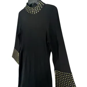 Calvin Klein Womens Small Black Studded Knit Dress Stretch Rayon Nylon‎ Timeless thumbnail 4