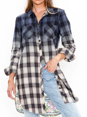 Aratta Silent Journey Cheetah Shirt-Dress Plaid Mixed Media Boho Bohemian thumbnail 4