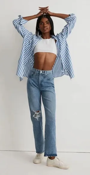 Madewell the perfect vintage straight jeans medium wash Distressed 27R #763 thumbnail 1