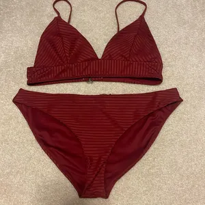Burgundy two piece swimsuit thumbnail 1