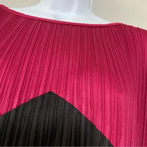 Vintage 20s Style Art Deco Artsy Pink Black Colorblock‎ Pleated Midi Dress 13/14 thumbnail 7