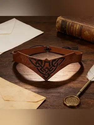 Vintage Style Medieval Celtic Viking Faux Leather Headband Cosplay Accessory thumbnail 6