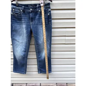 Miss Me Denim Blue Jeans Mid Rise Crop Women's Size 30 thumbnail 4