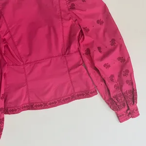 Aritzia WILFRED Palo Santo Blouse La Boheme Electron Fuchsia Embroidered XXS thumbnail 9